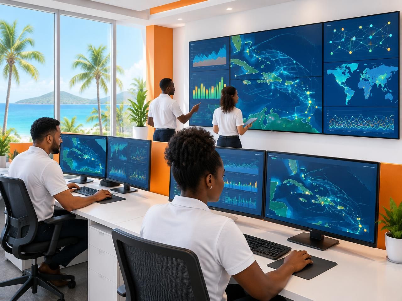 The IslandNet operations team monitoring the network